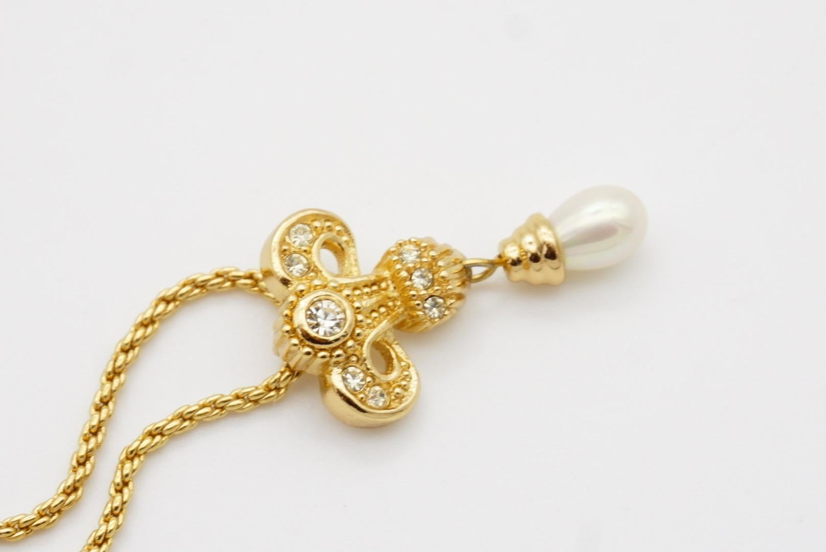 Christian Dior Vintage 1980s Baroque Iris Crystals Pearl Water Drop Necklace For Sale 6