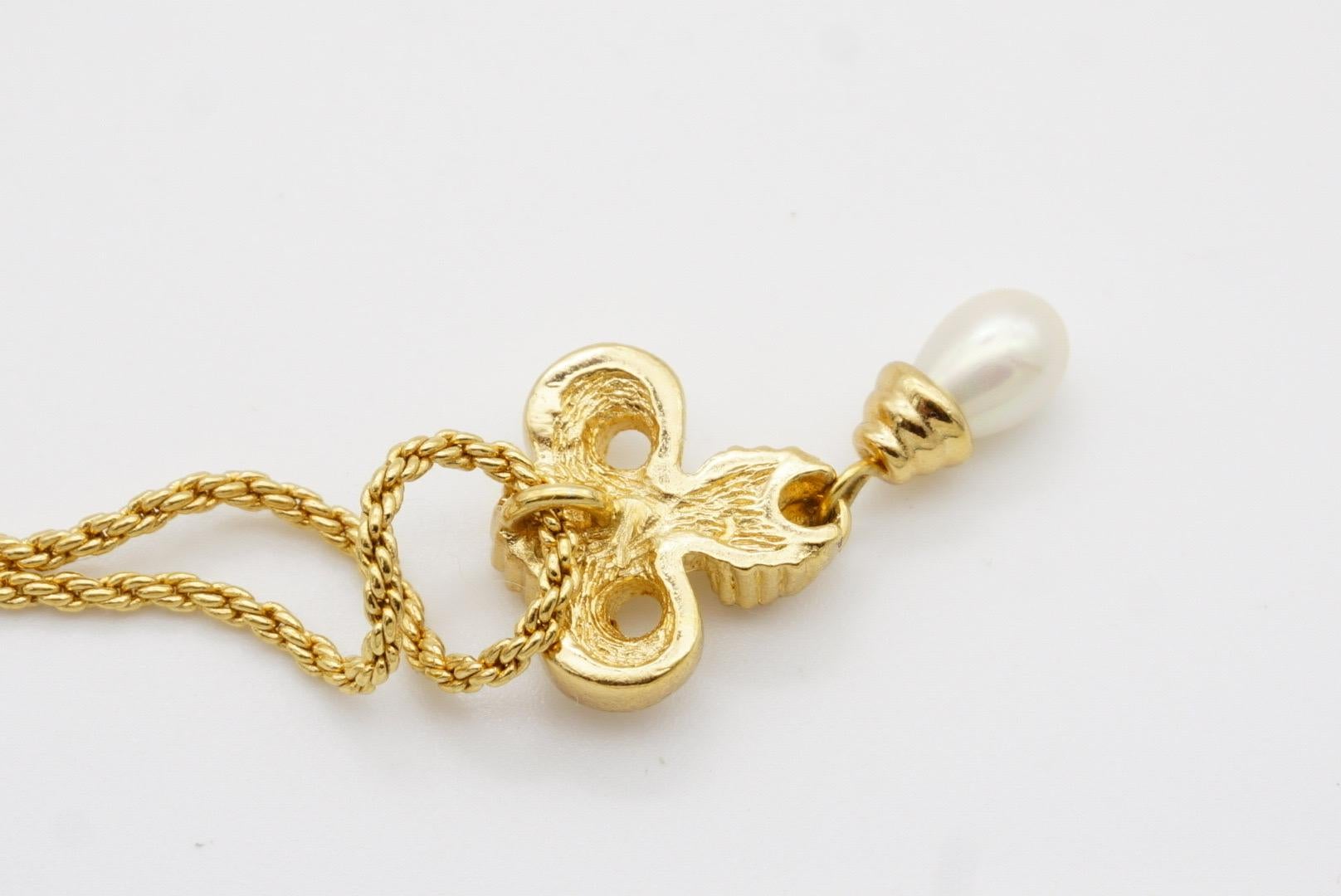 Christian Dior Vintage 1980s Baroque Iris Crystals Pearl Water Drop Necklace For Sale 8