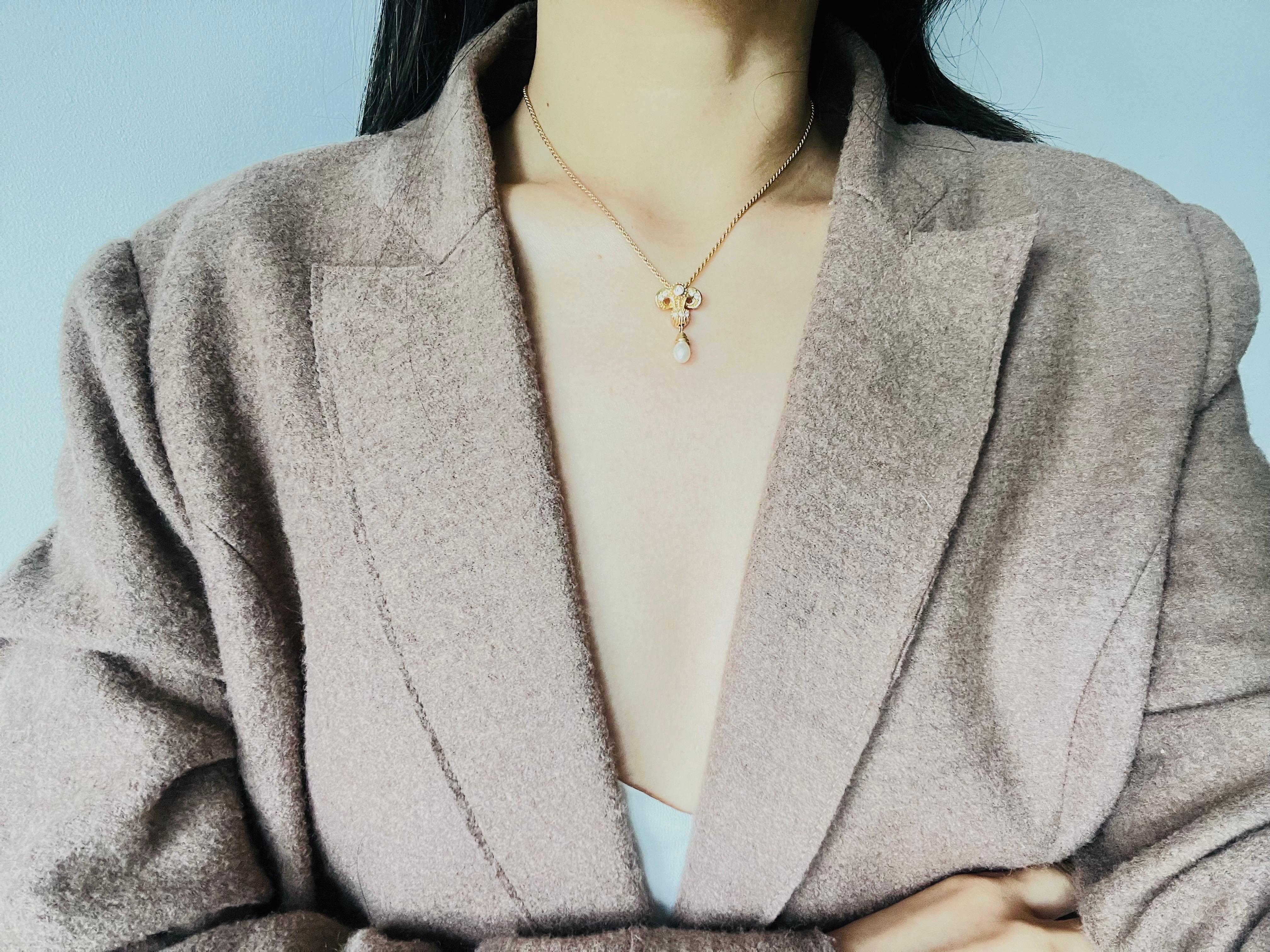 Christian Dior Vintage 1980s Baroque Iris Crystals Pearl Water Drop Necklace For Sale 2