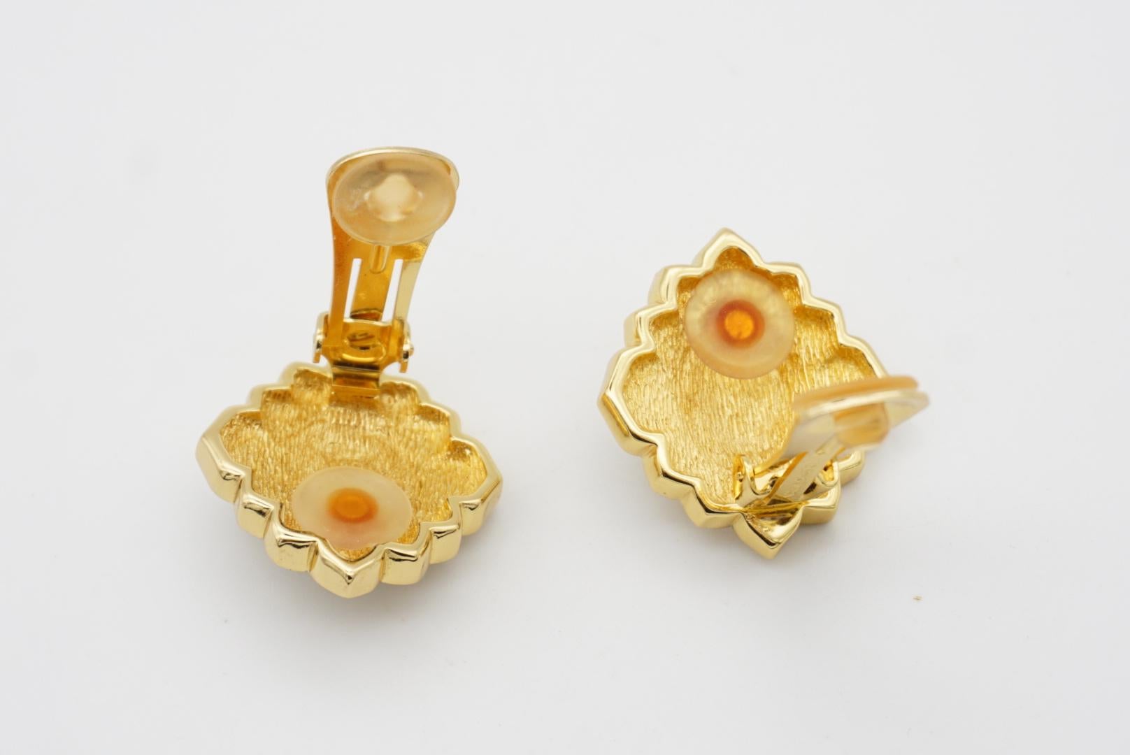 Christian Dior Vintage 1980s Baroque Sunburst Oval Pearl Crystal Black Earrings 5