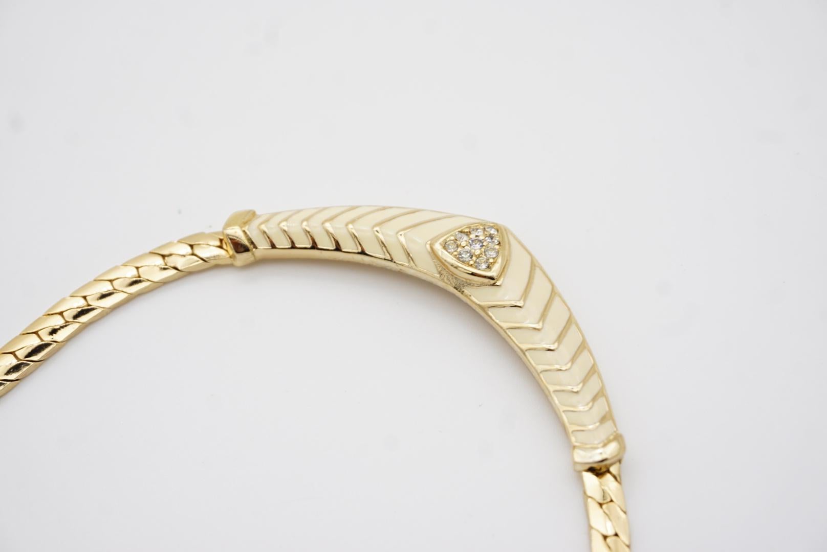 Christian Dior Vintage 1980s Beige Cream Triangle Bar Crystals Collana con ciondoli in vendita 6