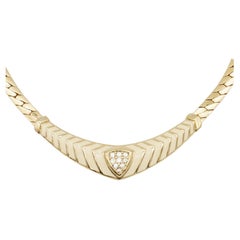 Christian Dior Vintage 1980s Beige Cream Triangle Bar Crystals Pendant Necklace