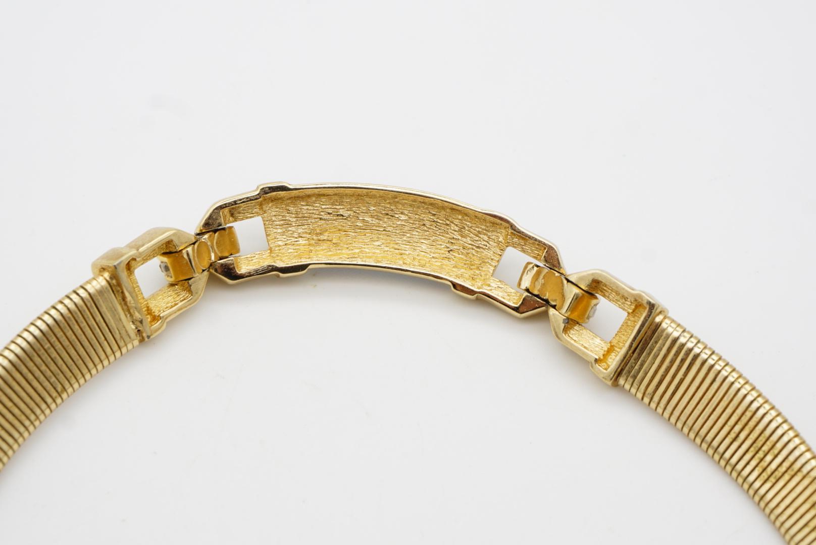 Christian Dior Vintage 1980er Jahre Schwarze ineinandergreifende Omega Choker-Halskette mit Kristallen im Angebot 7