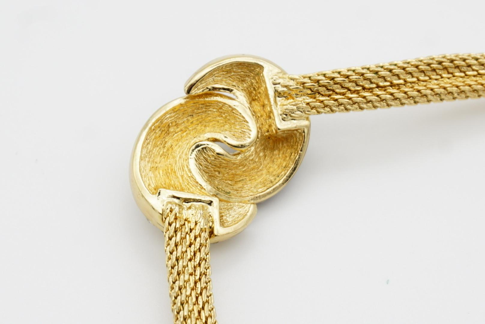 Christian Dior Vintage 1980s Black Enamel Crystals Knot Bow Pendant Necklace For Sale 6