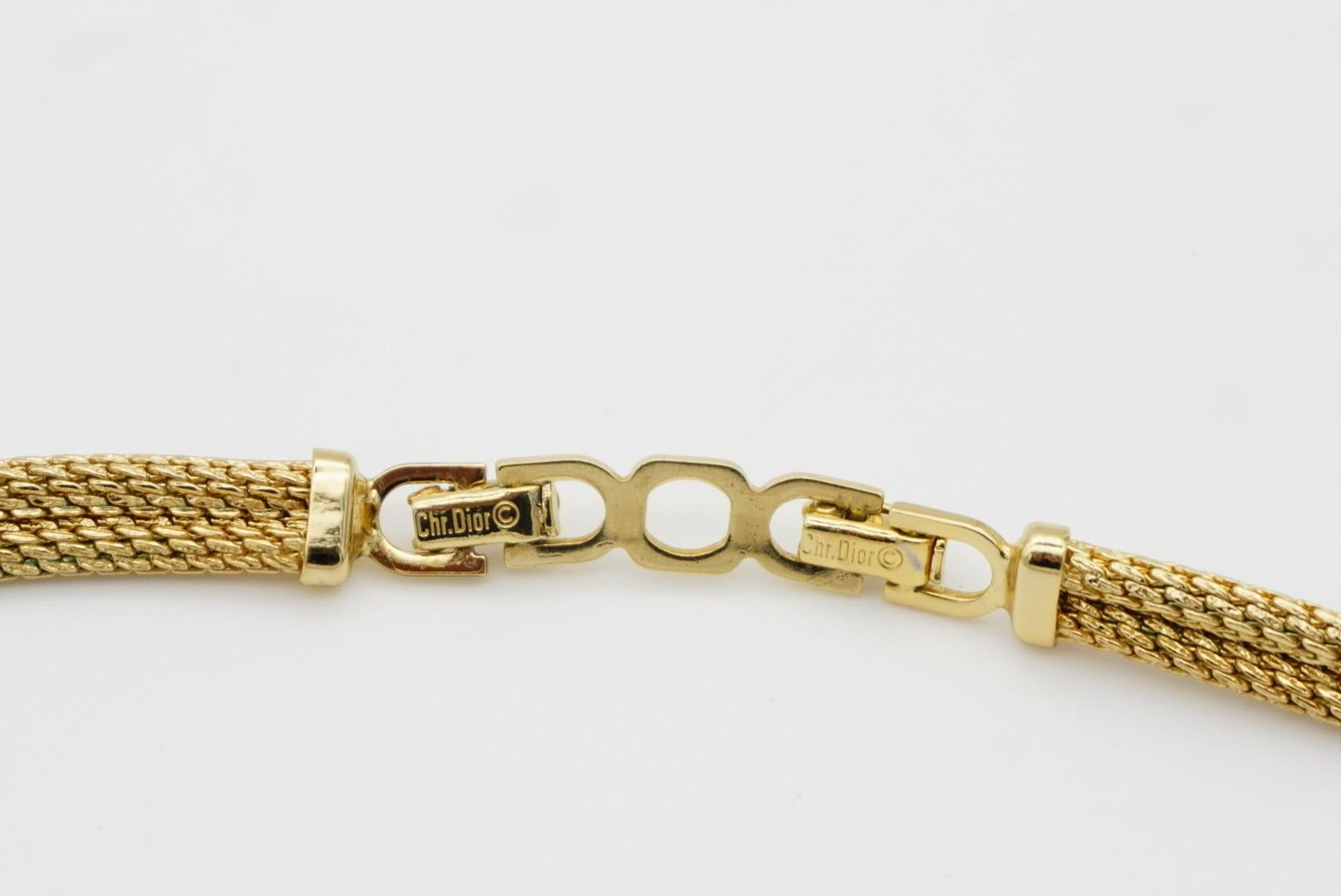 Christian Dior Vintage 1980s Black Enamel Crystals Knot Bow Pendant Necklace For Sale 7