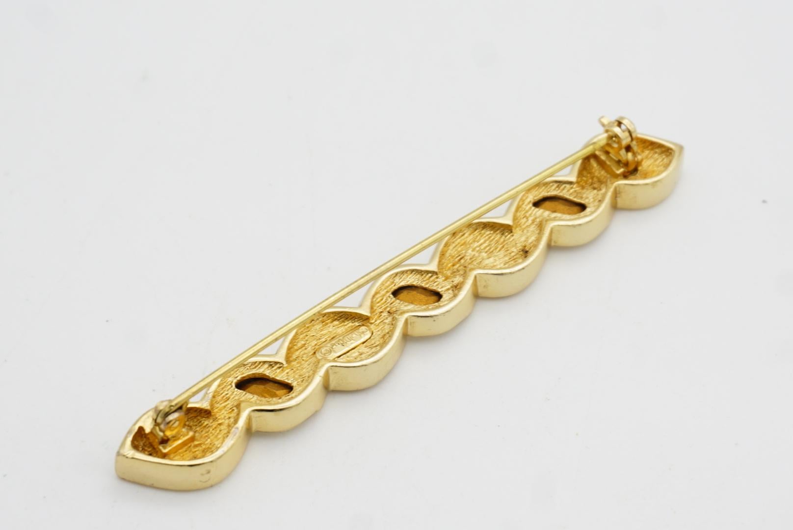 Christian Dior Vintage 1980er Jahre Schwarz Emaille Kristalle Lange Bar Spiral Twist Brosche im Angebot 9