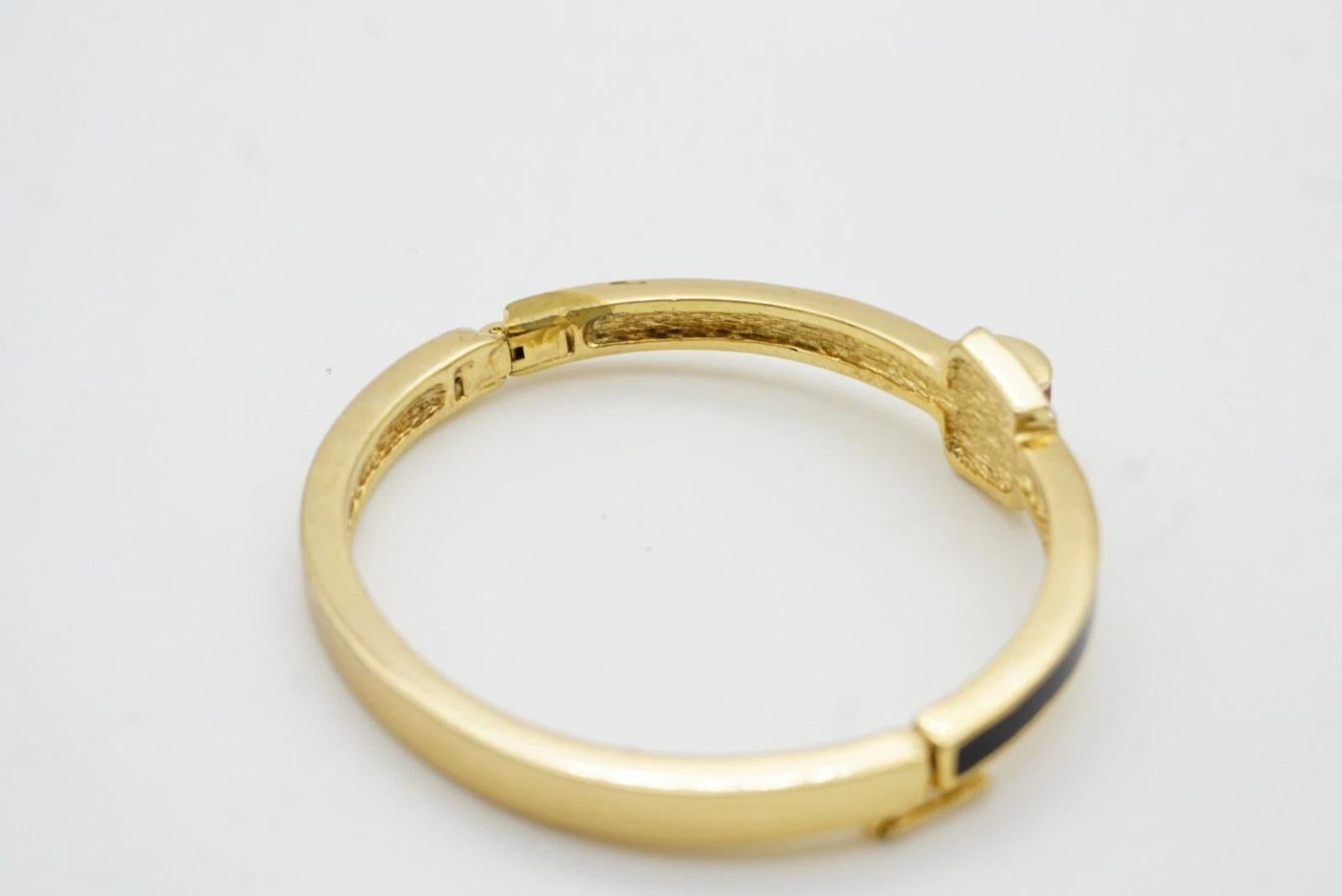 Christian Dior Bracciale Vintage anni '80 con smalto nero e cristalli di rubino in vendita 9