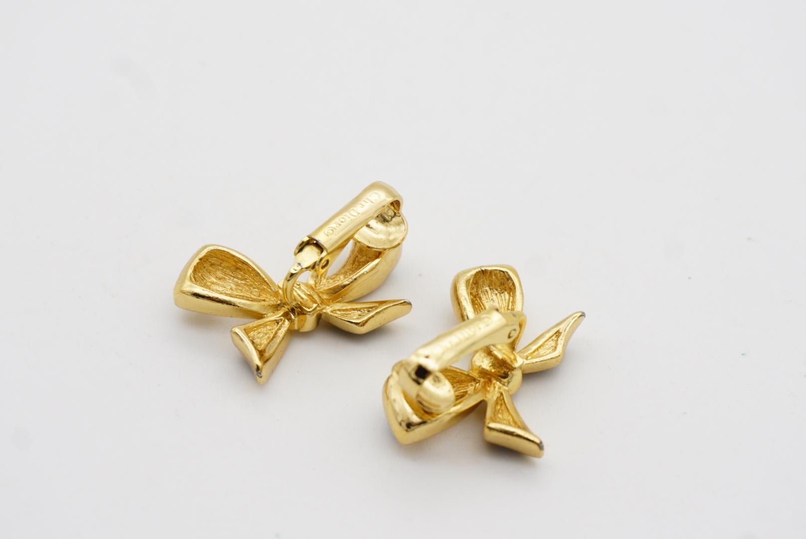Christian Dior Vintage 1980s Black Knot Bow Butterfly Crystals Clip On Earrings 8