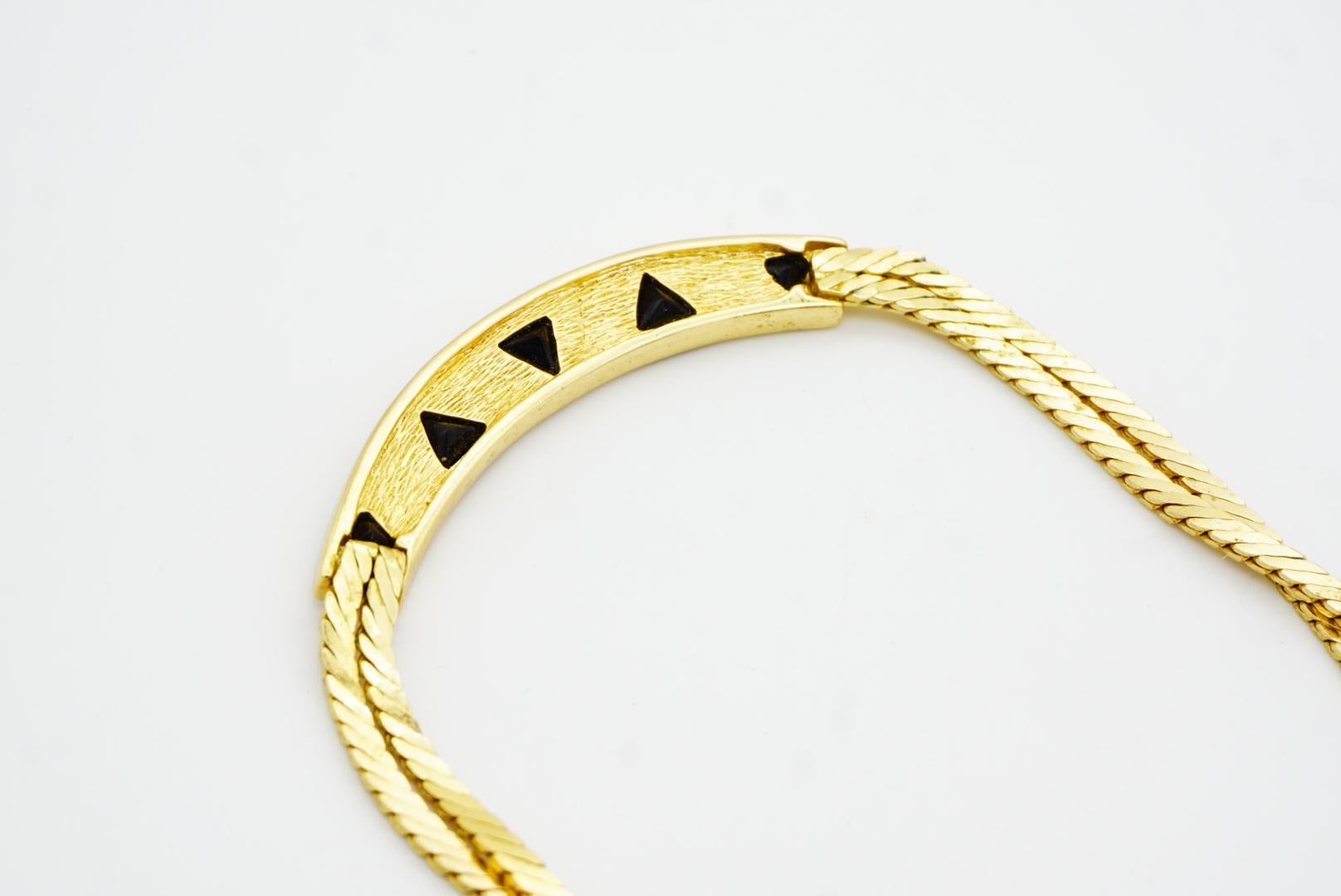 Christian Dior Vintage anni '80 Collana a doppio strato con triangolo nero e cristalli in vendita 6