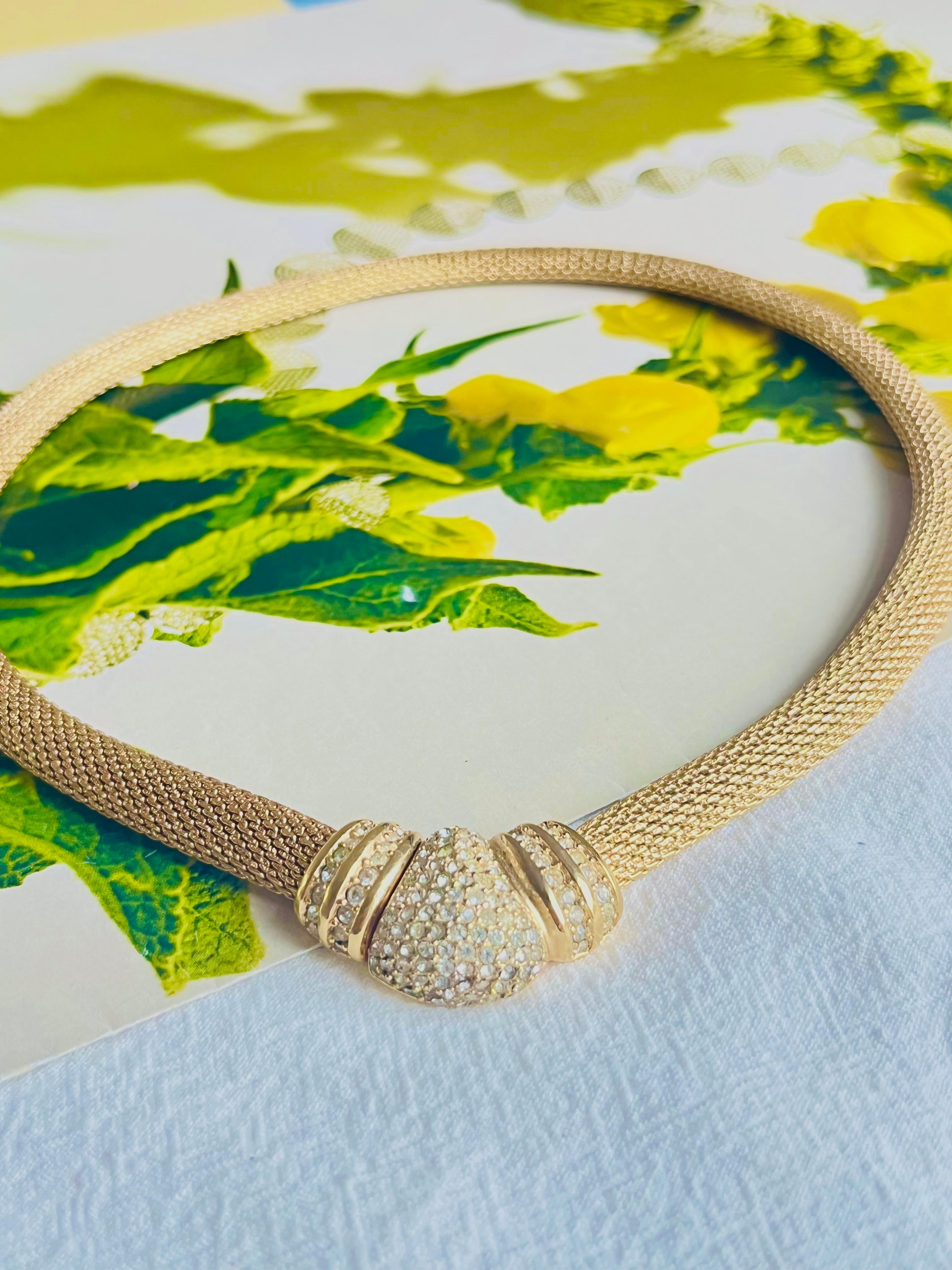 da uomo o donna Christian Dior Vintage anni '80 Collana con bottoni e cristalli Omega Snake Mesh in vendita