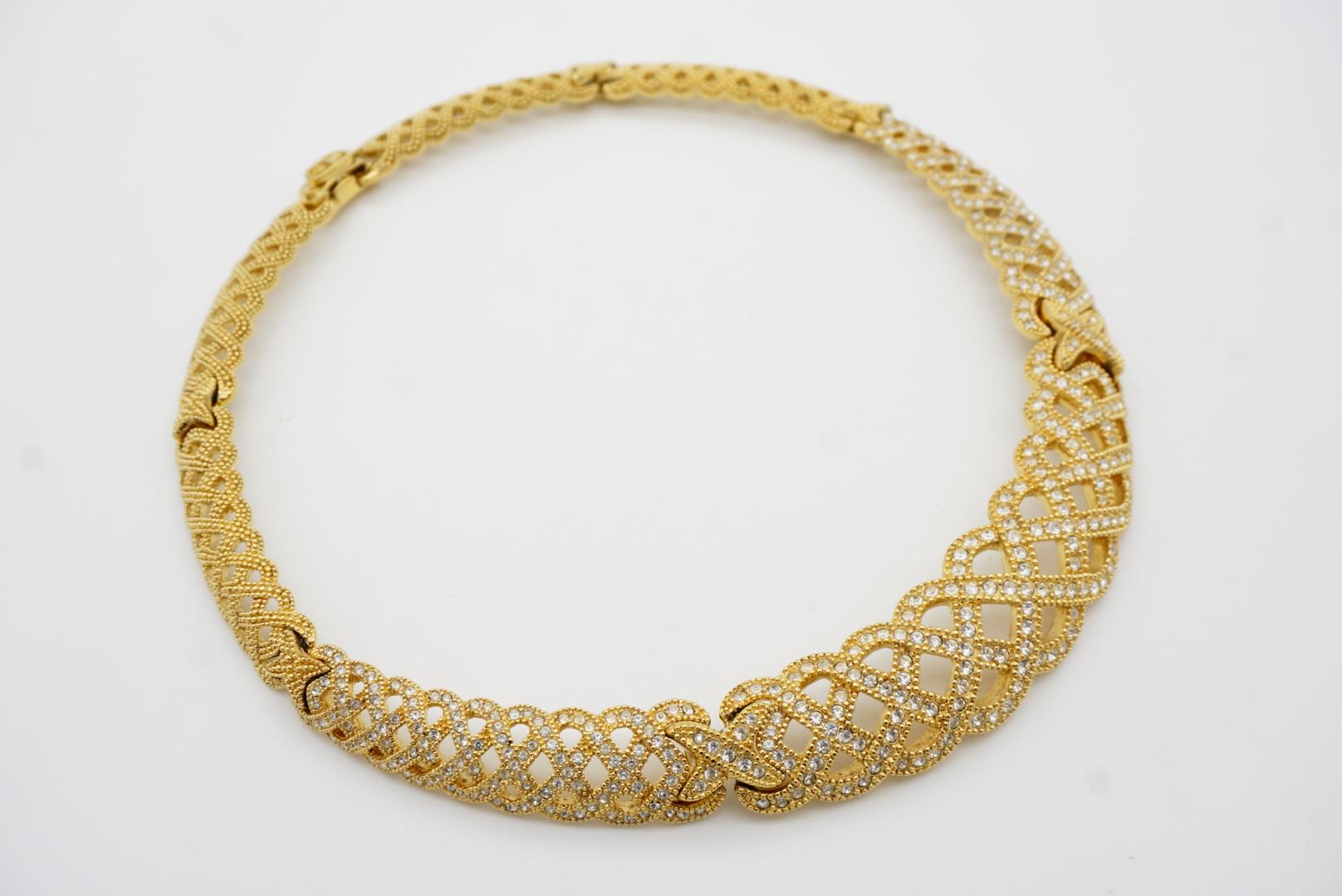 Christian Dior Vintage 1980s Byzantine Braid Crystals Tennis Openwork Necklace For Sale 5
