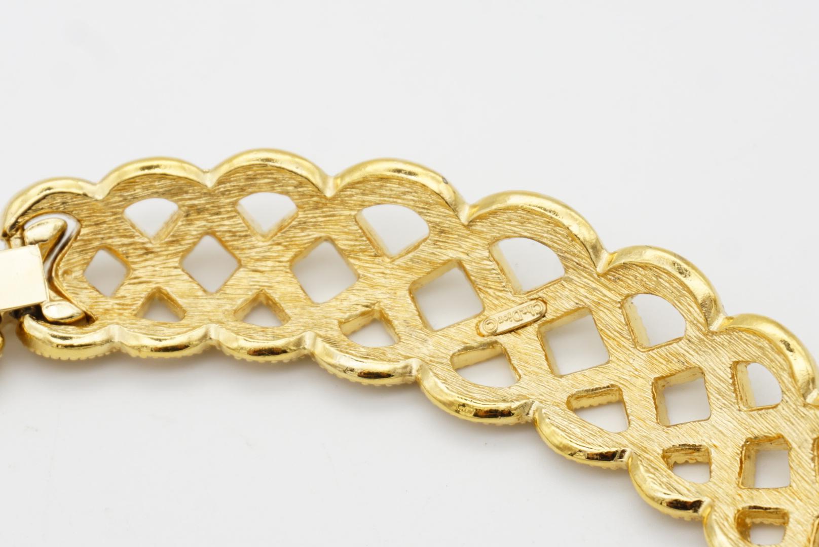 Christian Dior Vintage 1980s Byzantine Braid Crystals Tennis Openwork Necklace For Sale 7