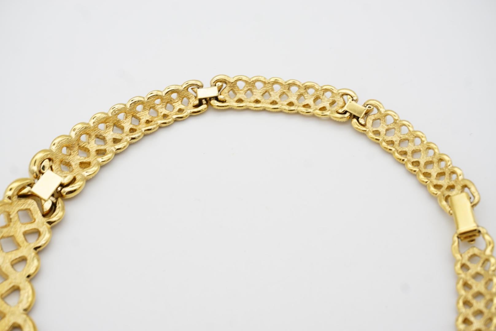 Christian Dior Vintage 1980s Byzantine Braid Crystals Tennis Openwork Necklace For Sale 8