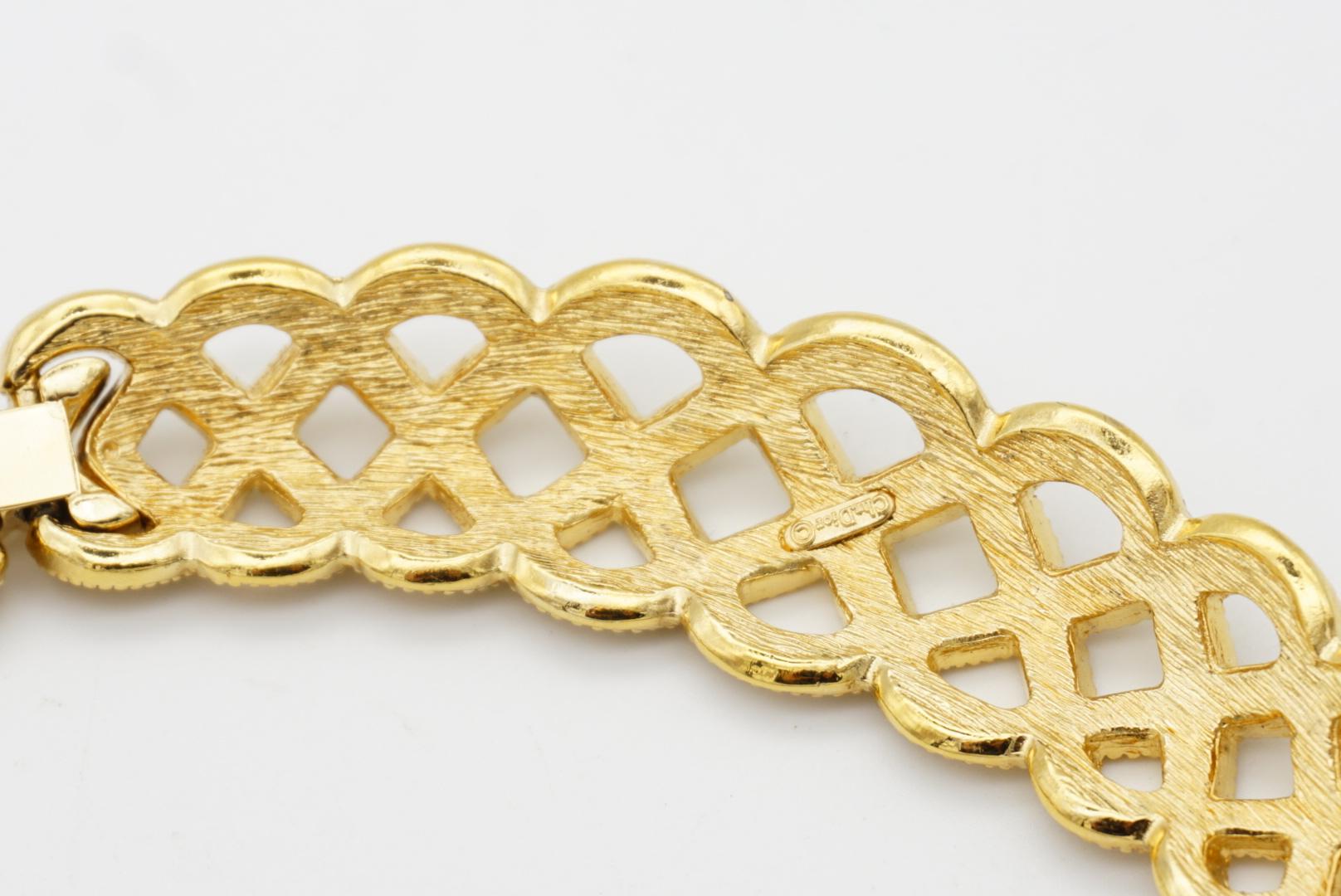 Christian Dior Vintage 1980s Byzantine Braid Crystals Tennis Openwork Necklace For Sale 9
