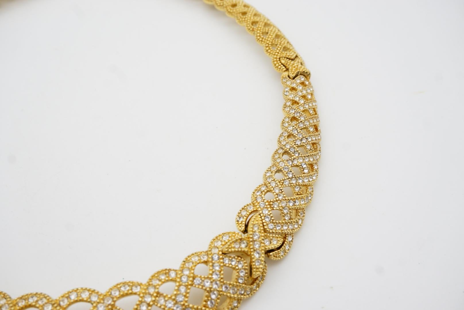 Christian Dior Vintage 1980s Byzantine Braid Crystals Tennis Openwork Necklace For Sale 9