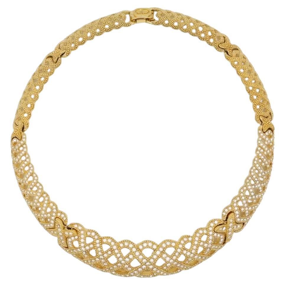 Christian Dior Vintage 1980s Unisex Byzantine Braid Whole Sparkling Crystals Tennis Openwork Chunky Statement Collar Choker Necklace, Gold Plated

Very excellent condition. 100% Genuine. Rare to find.

1980s pre-owned crystal-embellished chain