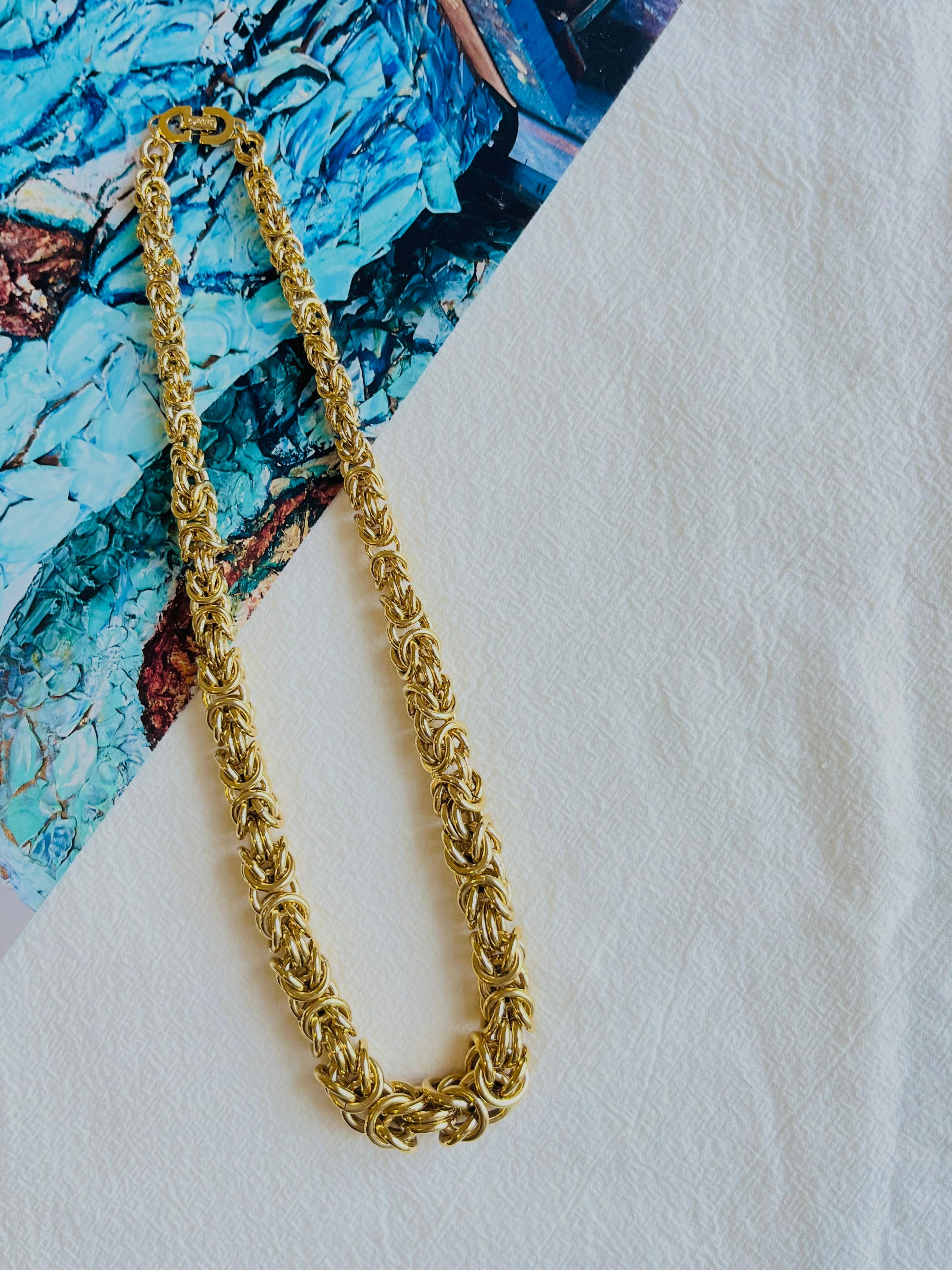 Byzantin Christian Dior, collier vintage des années 1980 en maille royale byzantine tressée à maillons noués en vente