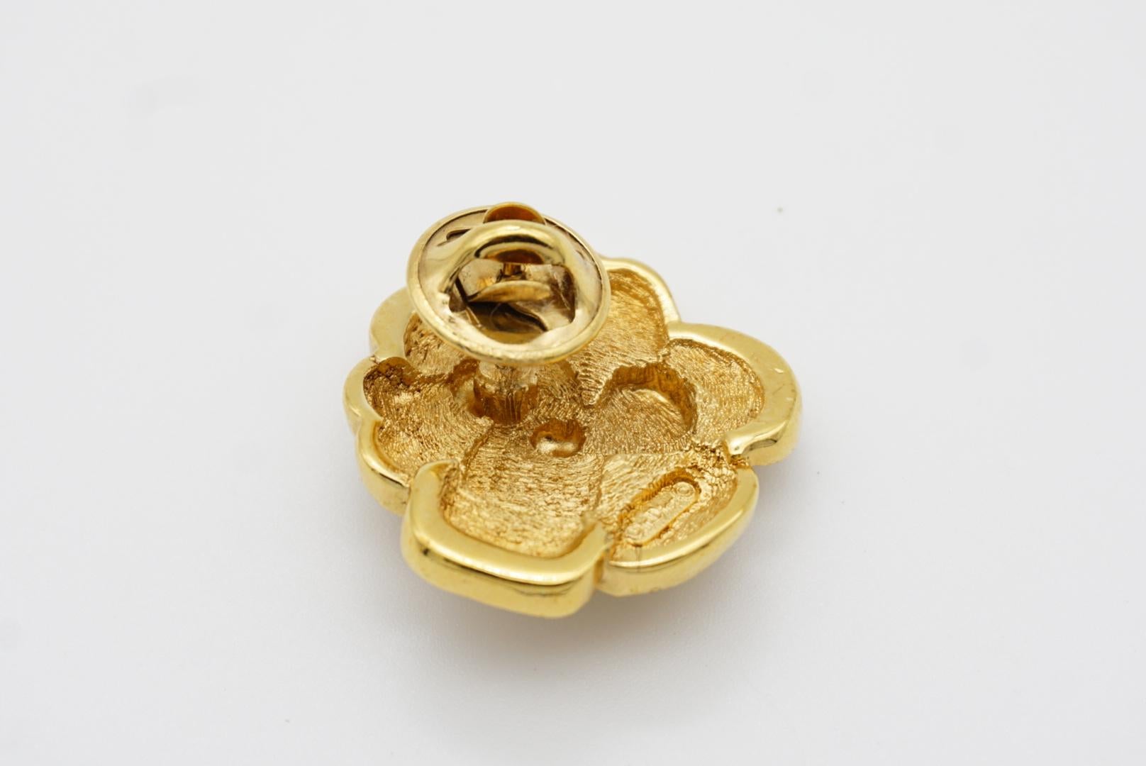 Christian Dior Vintage 1980s Camellia Crystal Layer Rose Gold Flower Pin Brooch For Sale 10