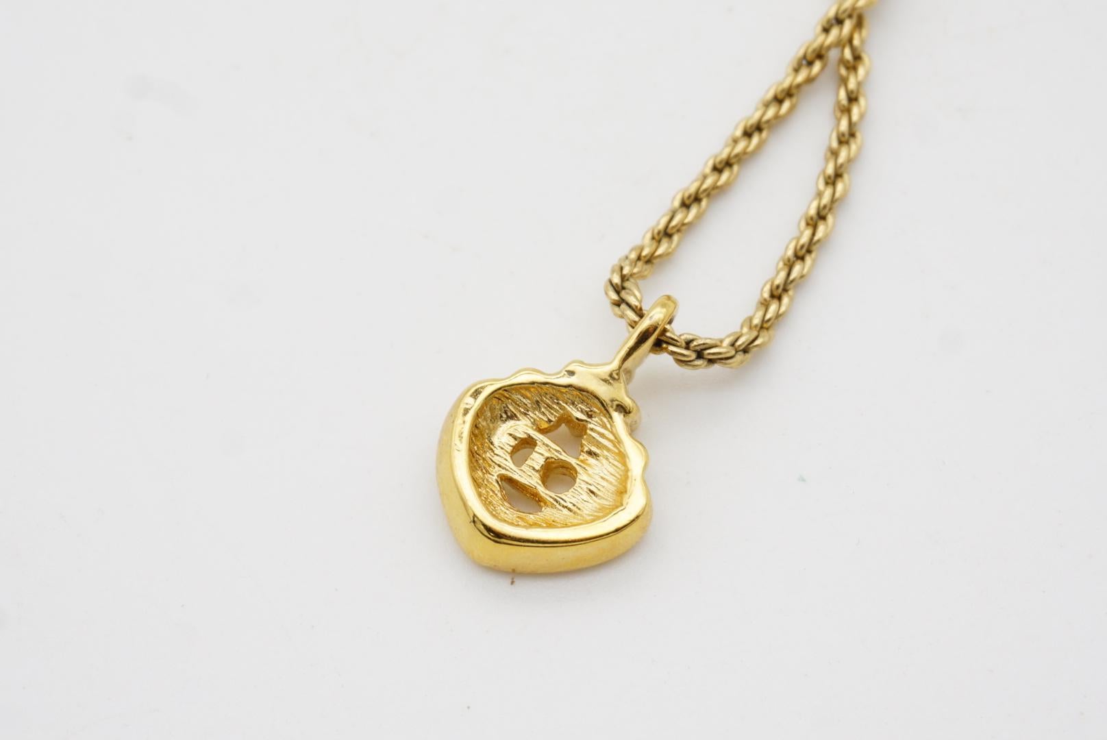 Christian Dior Vintage 1980s CD Logo Monogram Crystals Openwork Pendant Necklace For Sale 8
