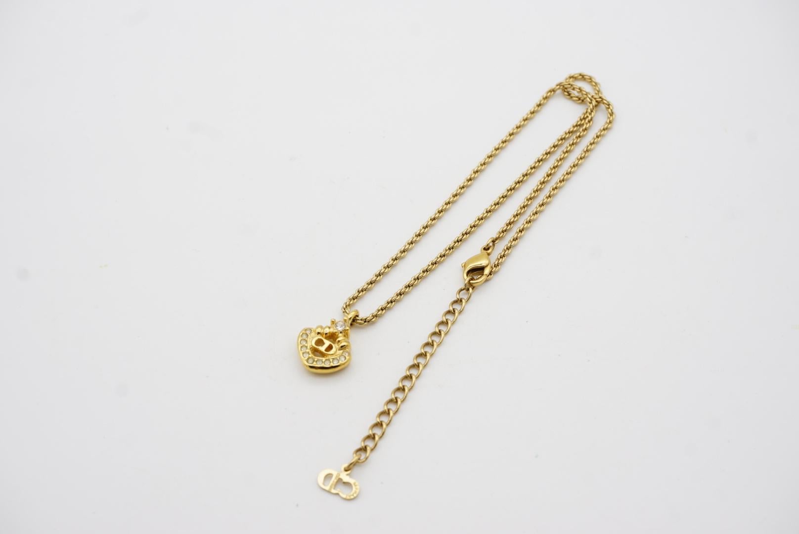 Christian Dior Vintage 1980s CD Logo Monogram Crystals Openwork Pendant Necklace For Sale 10