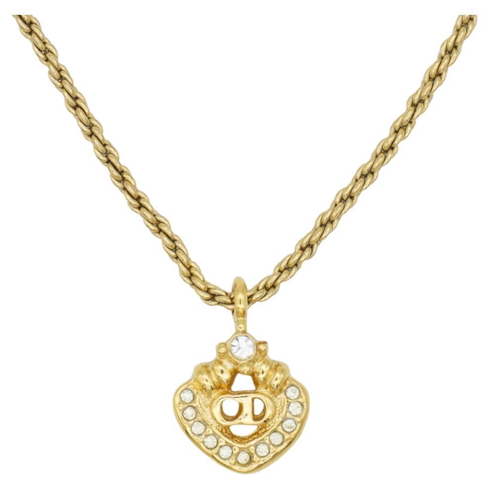 Christian Dior Vintage 1980s CD Logo Monogram Cristalli Collana traforata