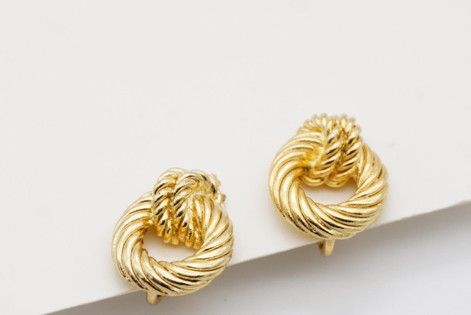 Christian Dior Vintage 1980er Jahre Kreis Creolen Knot Spiral Twist Kleine Clip-Ohrringe im Angebot 5