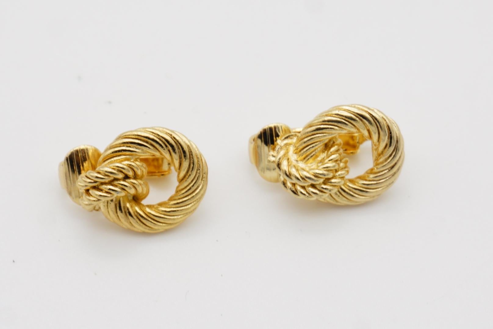 Christian Dior Vintage 1980er Jahre Kreis Creolen Knot Spiral Twist Kleine Clip-Ohrringe im Angebot 6