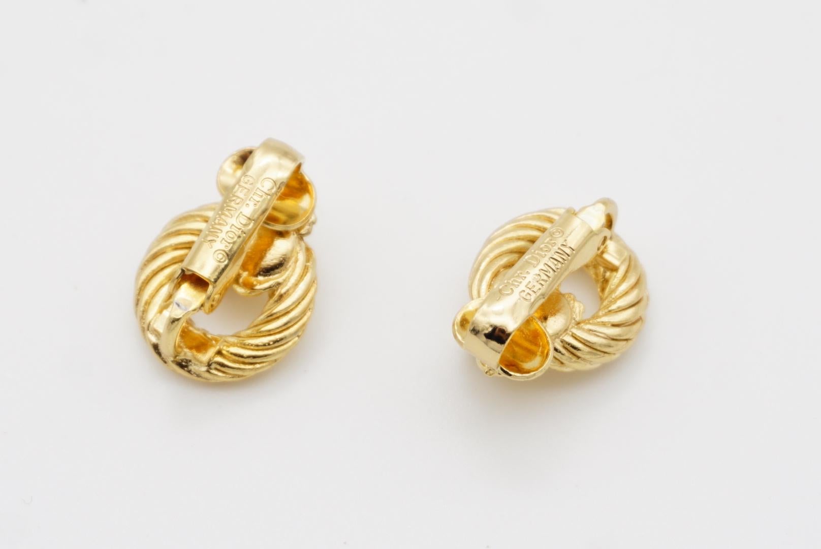 Christian Dior Vintage 1980er Jahre Kreis Creolen Knot Spiral Twist Kleine Clip-Ohrringe im Angebot 7