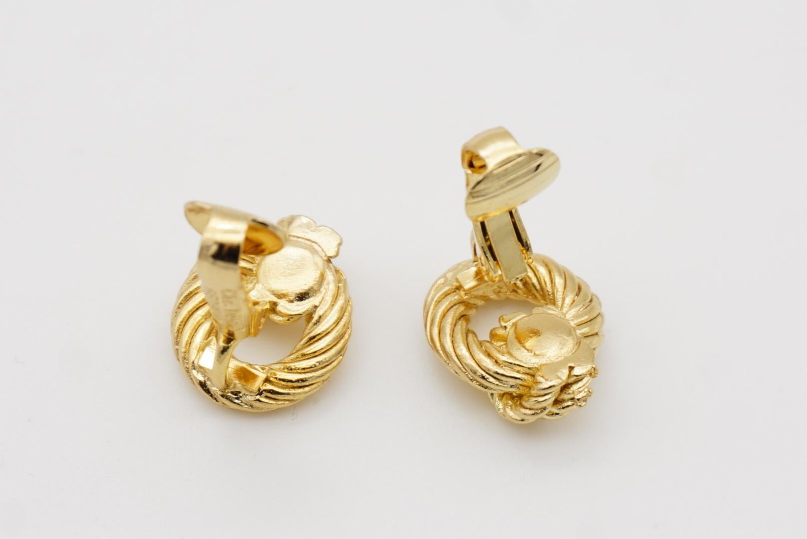 Christian Dior Vintage 1980er Jahre Kreis Creolen Knot Spiral Twist Kleine Clip-Ohrringe im Angebot 8
