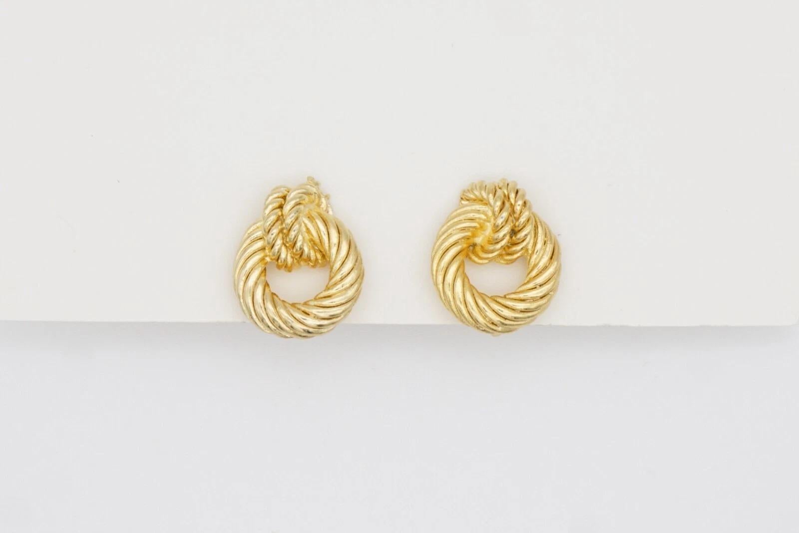 Christian Dior Vintage 1980er Jahre Kreis Creolen Knot Spiral Twist Kleine Clip-Ohrringe im Angebot 9