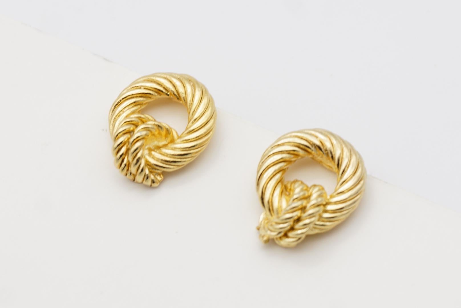 Christian Dior Vintage 1980er Jahre Kreis Creolen Knot Spiral Twist Kleine Clip-Ohrringe im Angebot 4
