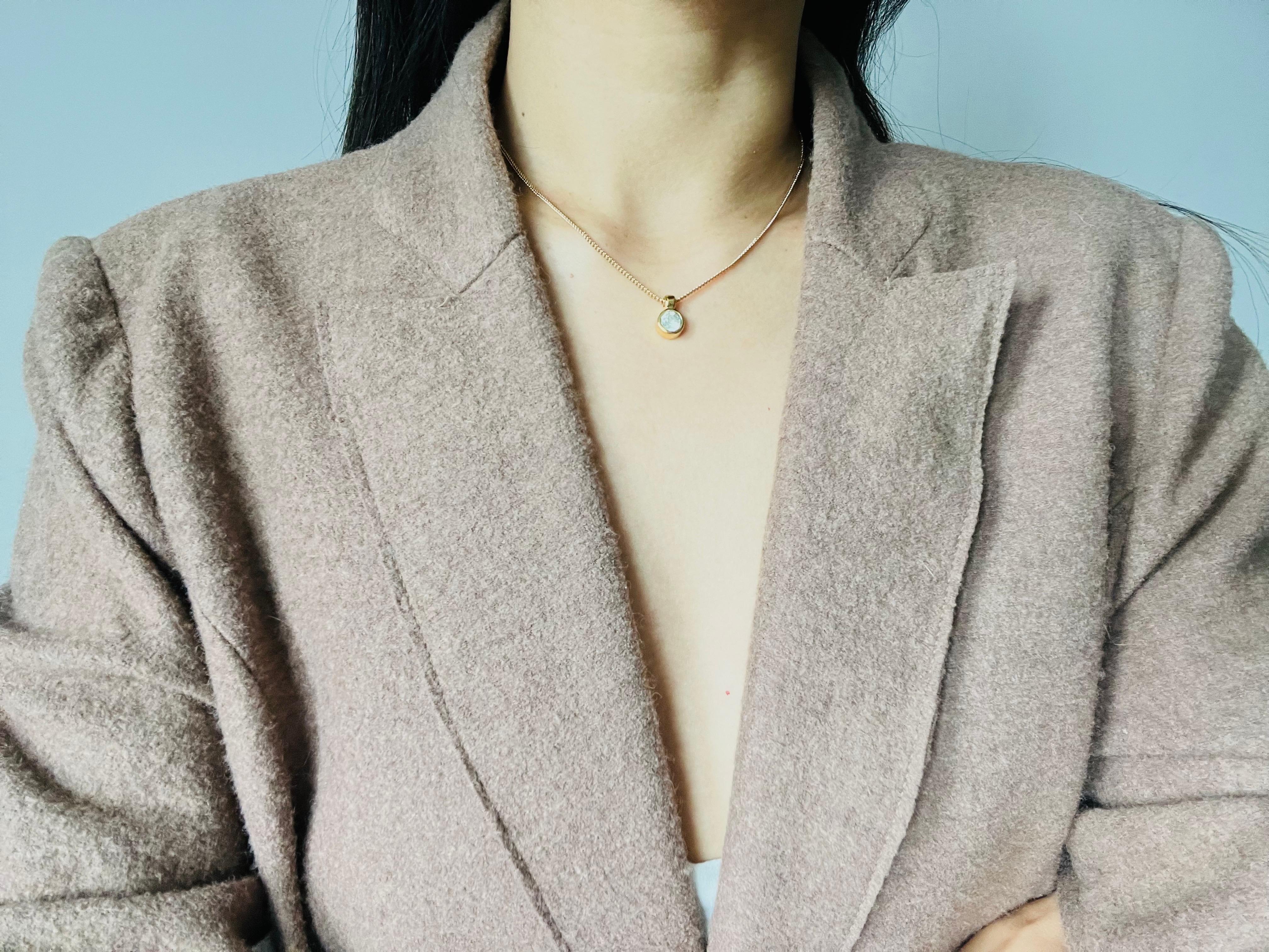 Christian Dior Vintage 1980s Circle Round White Clear Crystal Pendant Necklace 1
