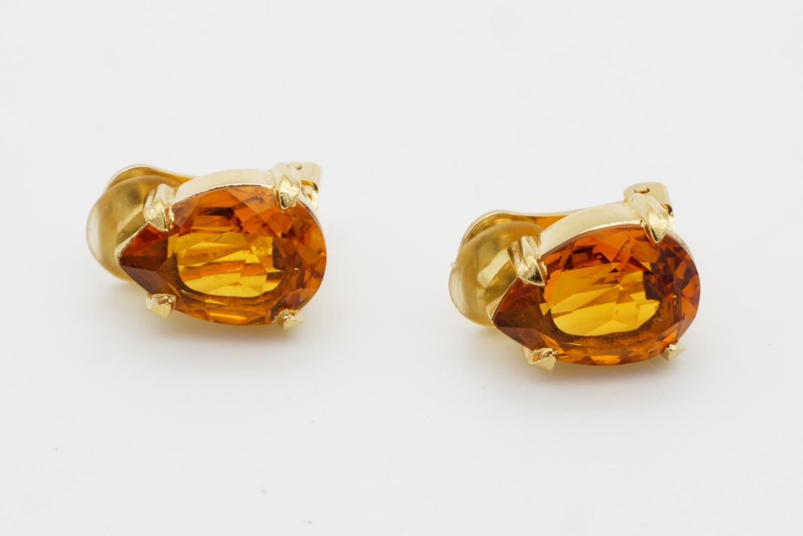 Christian Dior Vintage 1980s Citrine Orange Crystal Water Tear Drop Earrings 6