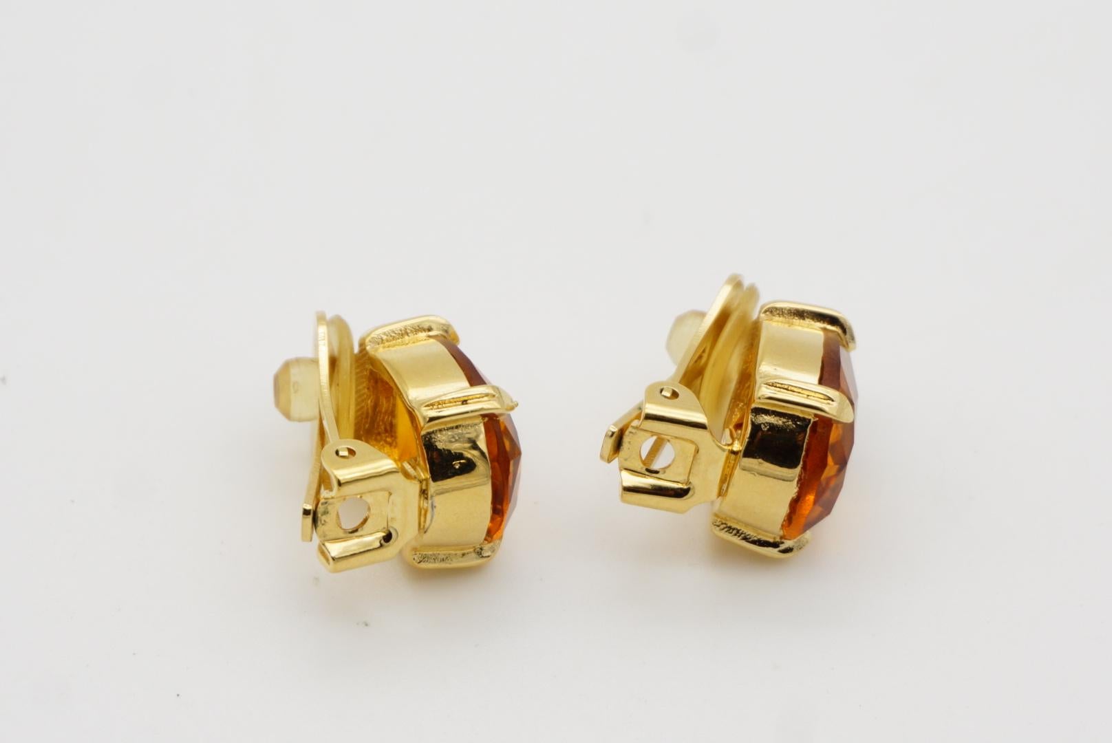 Christian Dior Vintage 1980s Citrine Orange Crystal Water Tear Drop Earrings 7