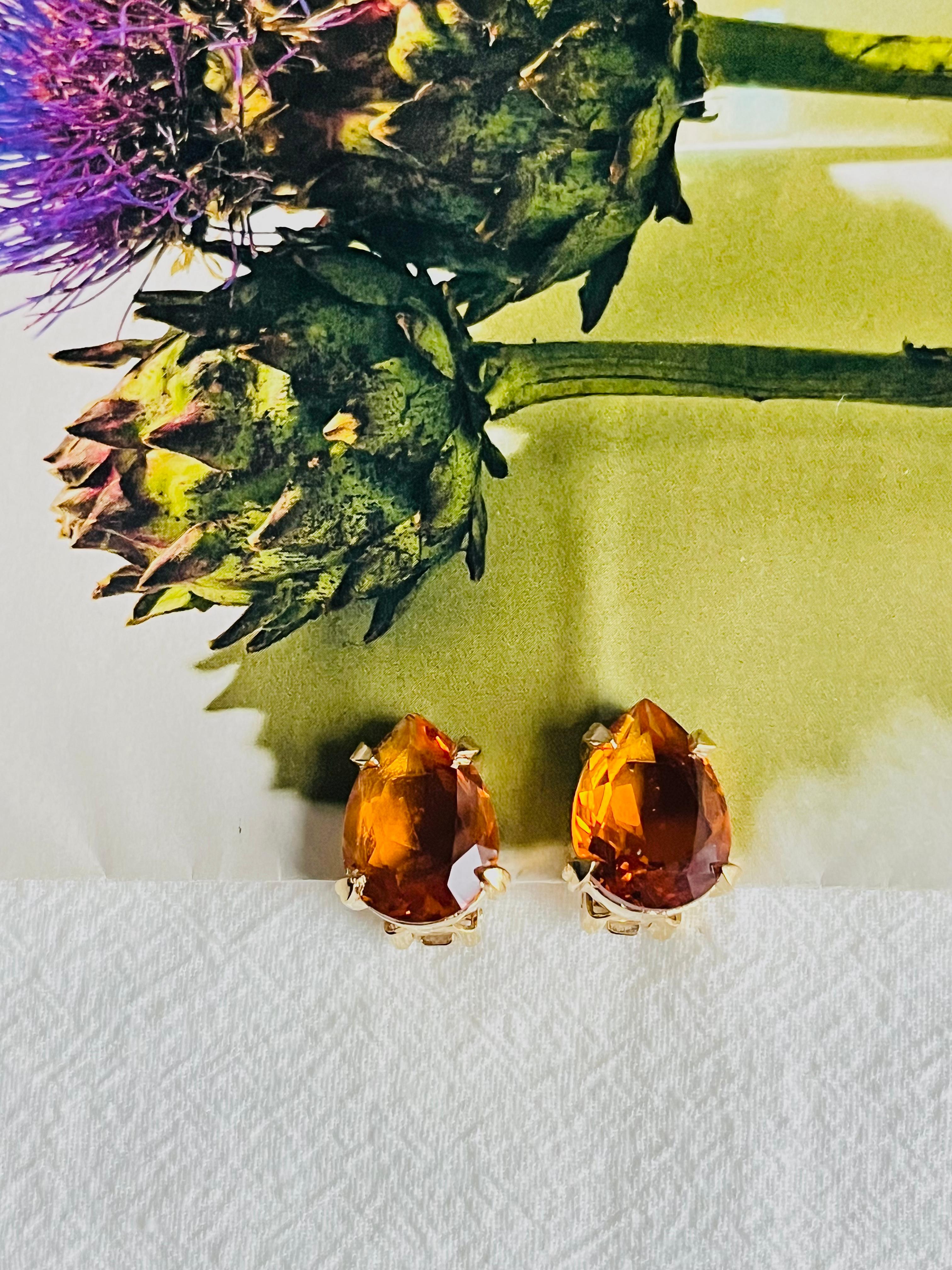 Christian Dior Vintage 1980s Citrine Orange Crystal Water Tear Drop Earrings In Good Condition In Wokingham, England