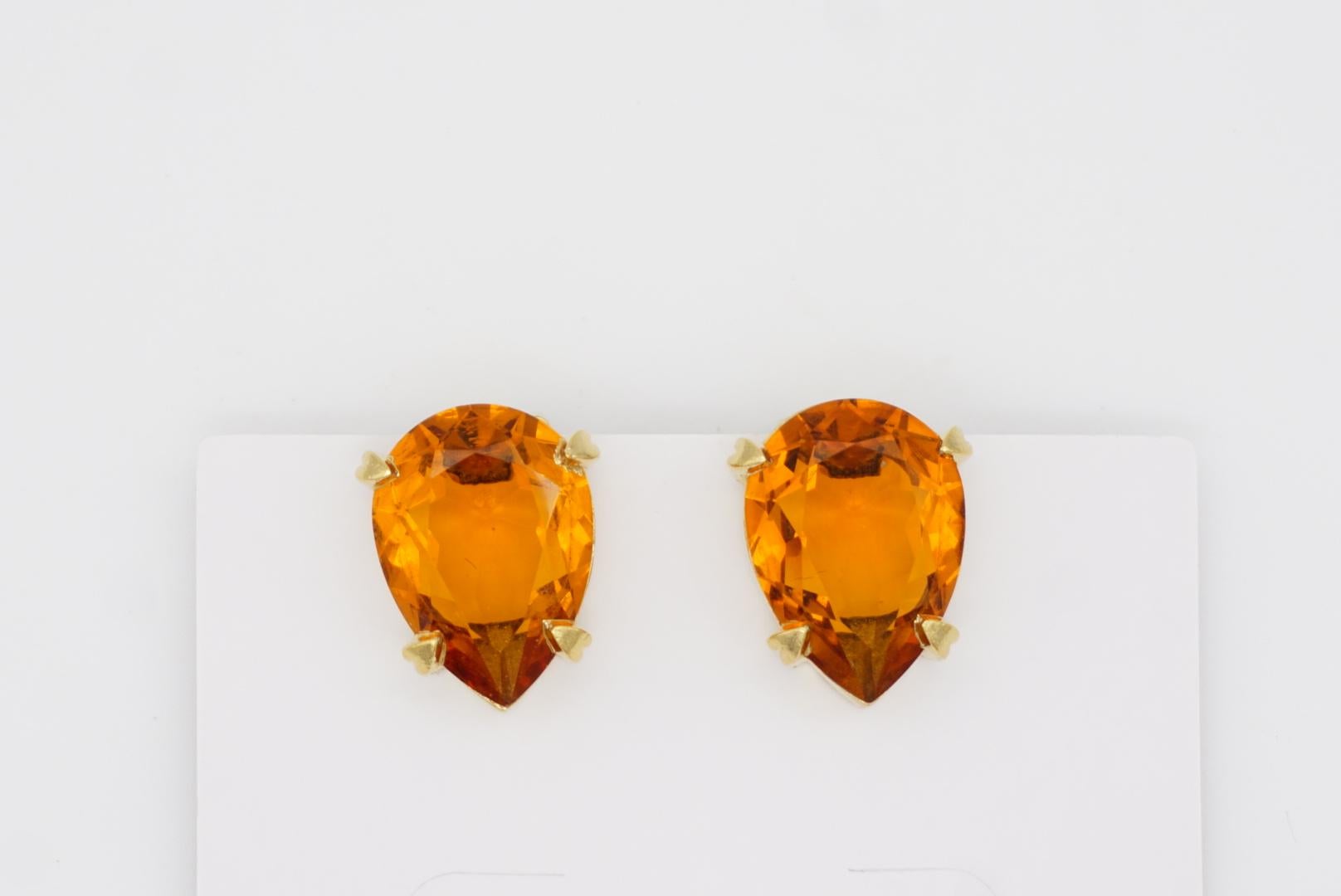 Christian Dior Vintage 1980s Citrine Orange Crystal Water Tear Drop Earrings 4