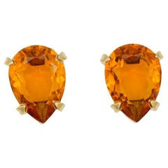 Christian Dior Vintage 1980s Citrine Orange Crystal Water Tear Drop Earrings