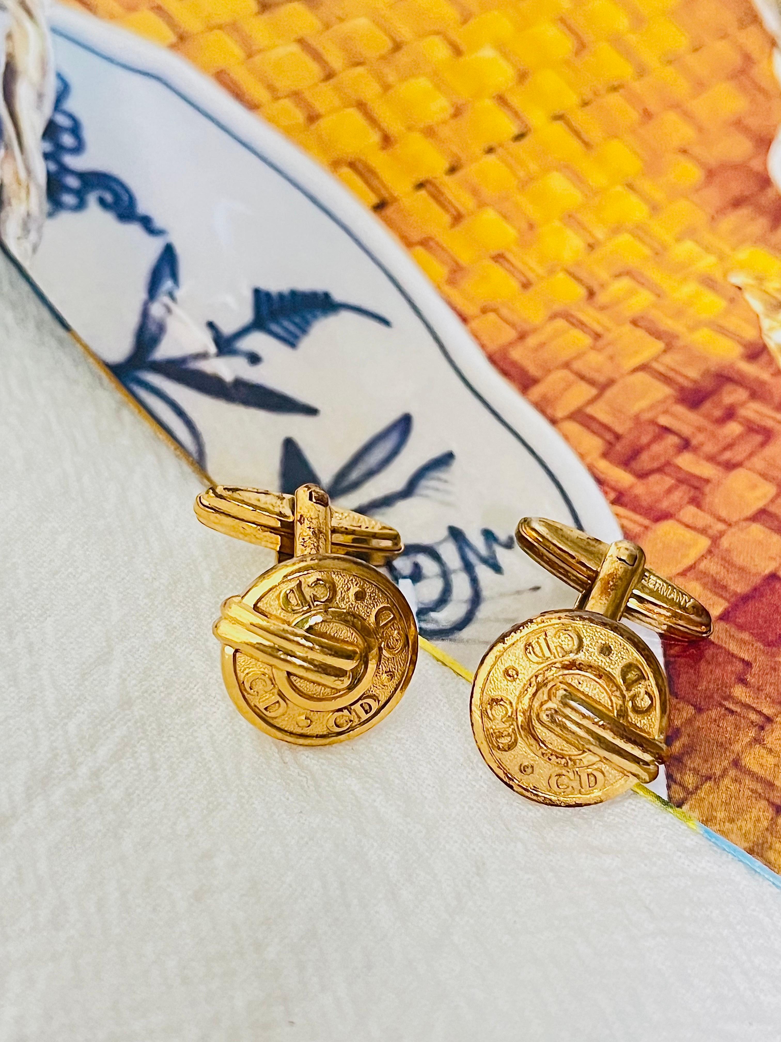 Gemelli Christian Dior Vintage 1980s Classic Hallmark Logo CD Monogram Circle In condizioni buone a Wokingham, England