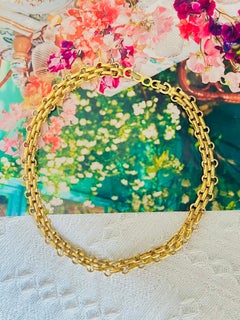 Christian Dior Vintage 1980 Classique Interlocked Glow Gold Link Choker Necklace
