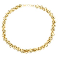 Christian Dior Vintage 1980s Classic Interlocked Glow Gold Choker Necklace (collana a girocollo in oro)