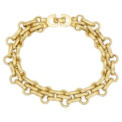 Christian Dior Vintage 1980s Classic Interlocked Link Gold Modernist Bracelet