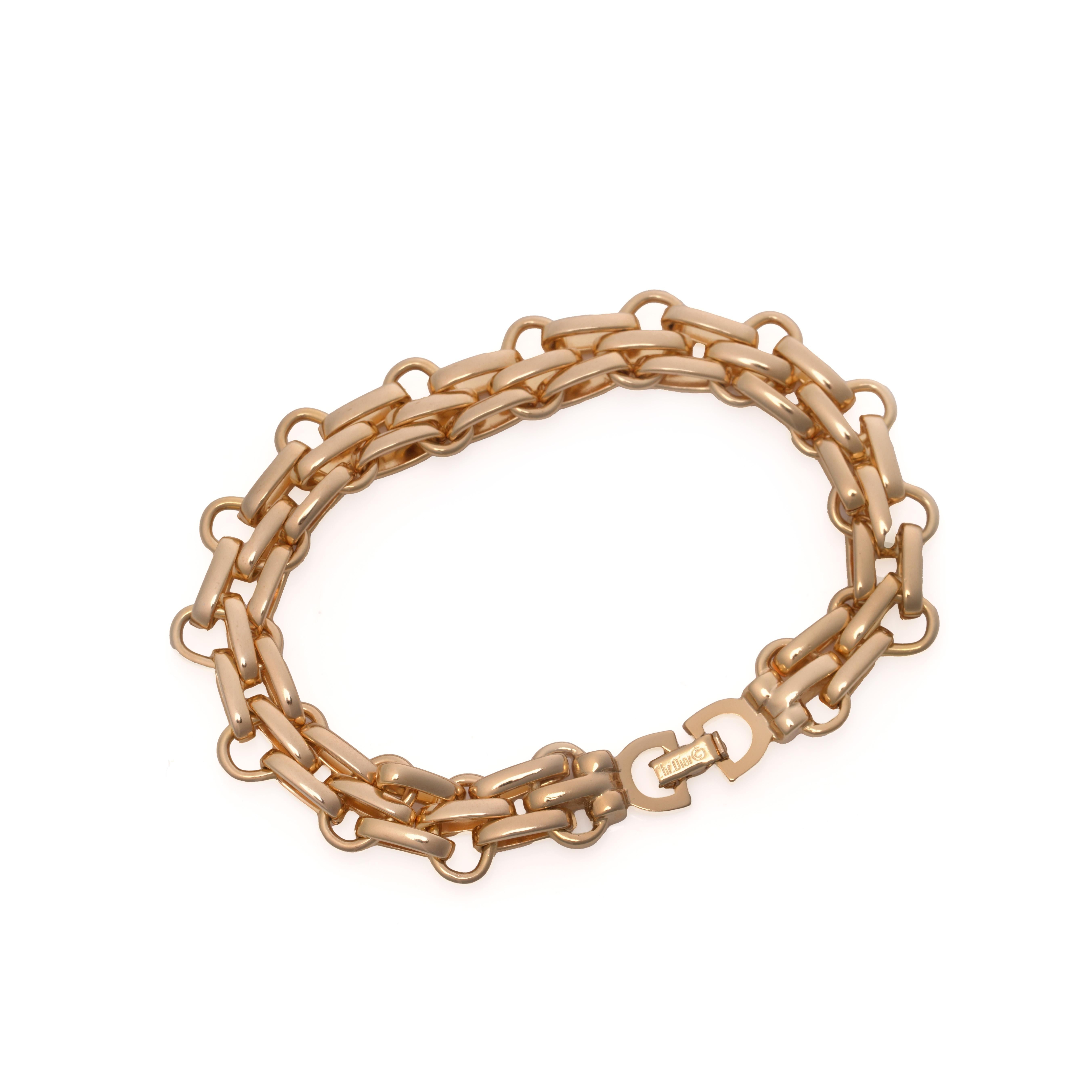 Donna Christian Dior Bracciale classico vintage anni '80 a maglie intrecciate moderniste in vendita