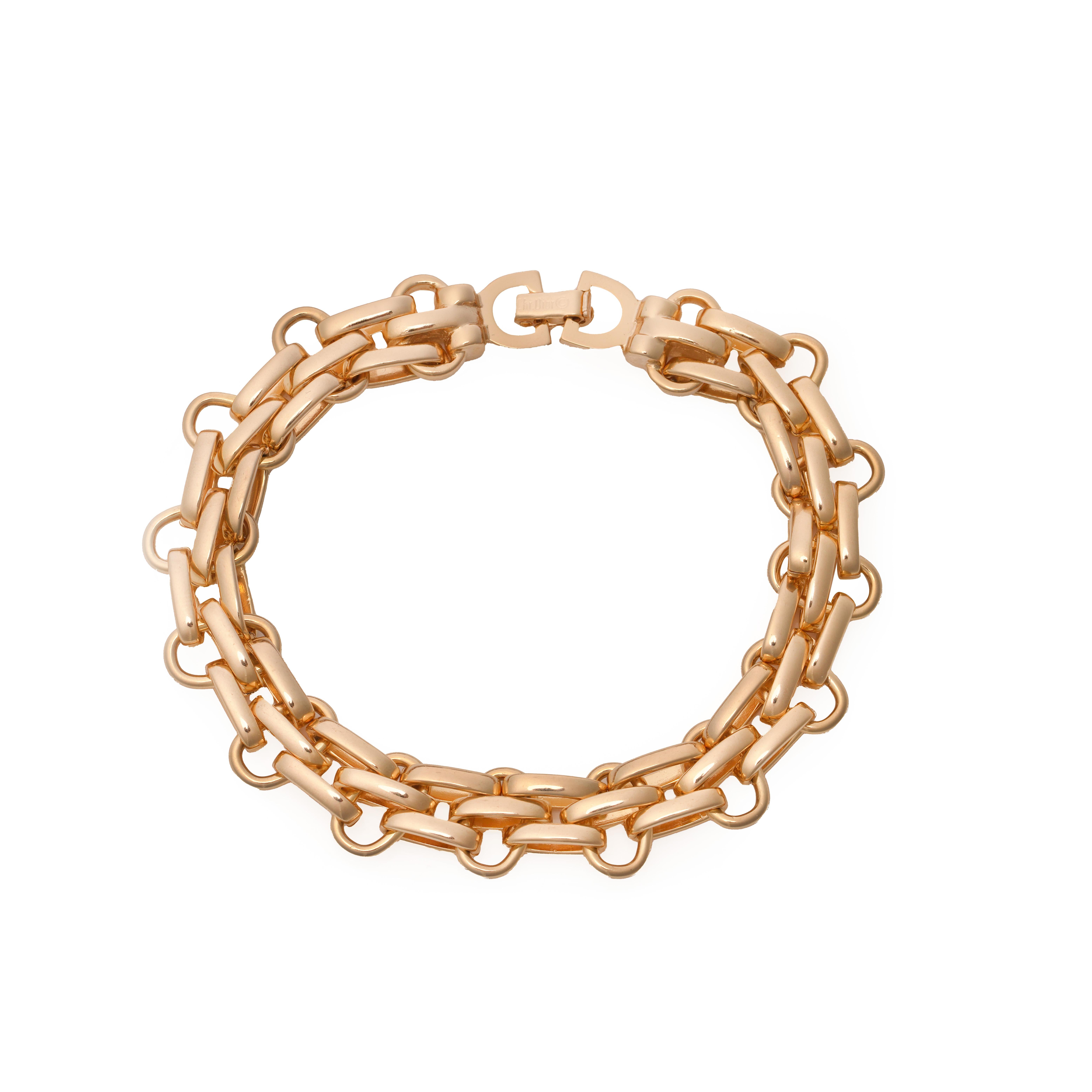 Christian Dior Bracciale classico vintage anni '80 a maglie intrecciate moderniste in vendita 3