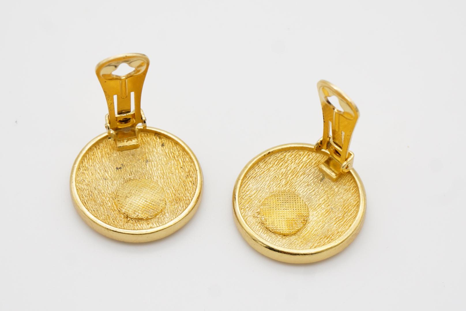 Christian Dior Vintage 1980s Classic Logo CD Button Round Circle Clip Earrings For Sale 8