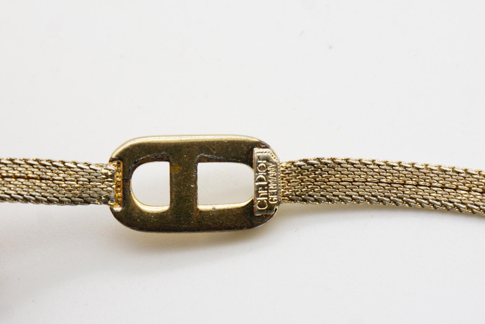 Christian Dior Vintage 1980s Classic Logo CD Monogram Mesh Woven Gold Bracelet For Sale 7