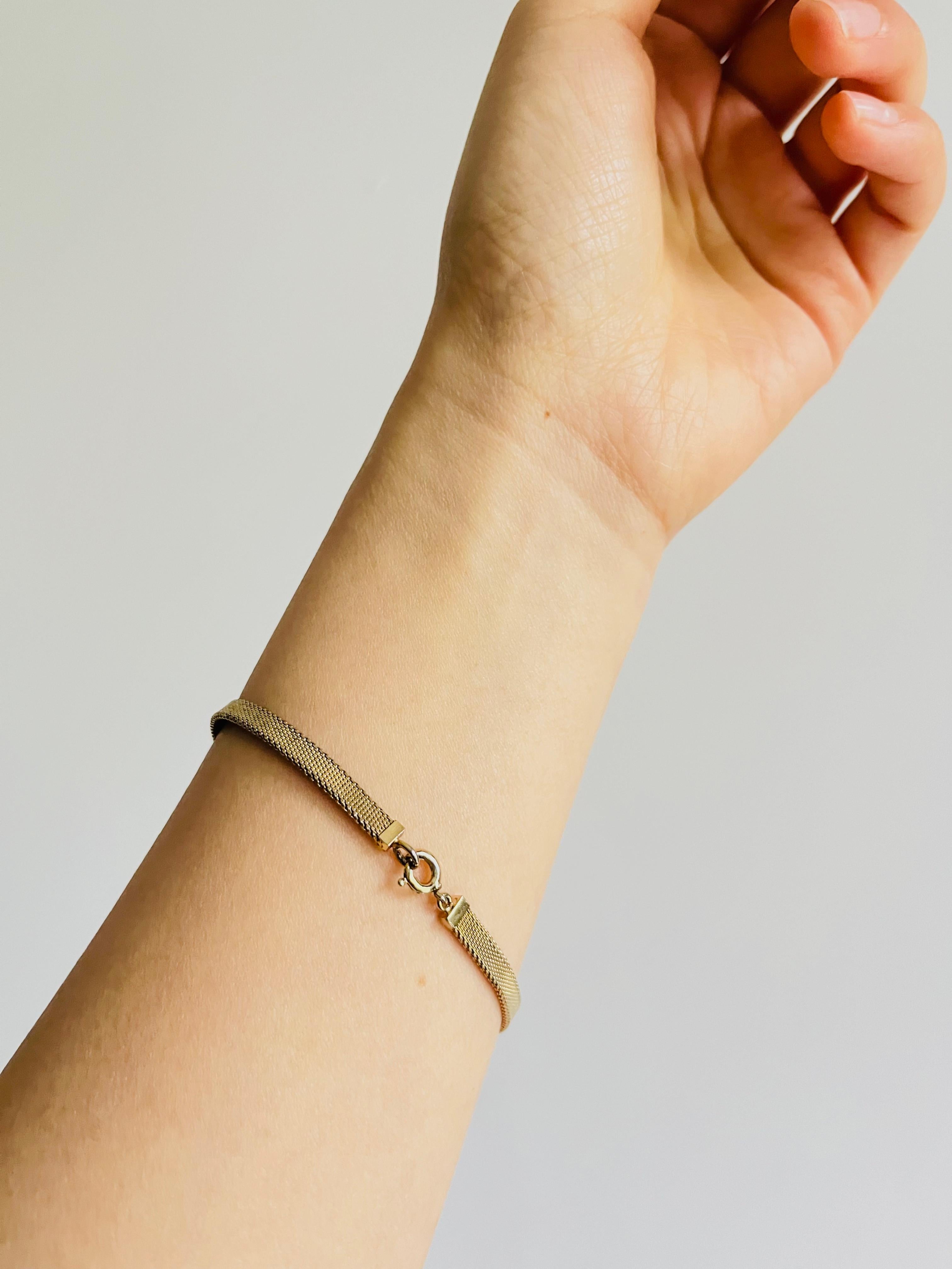 Christian Dior Vintage 1980s Classic Logo CD Monogram Mesh Woven Gold Bracelet For Sale 1
