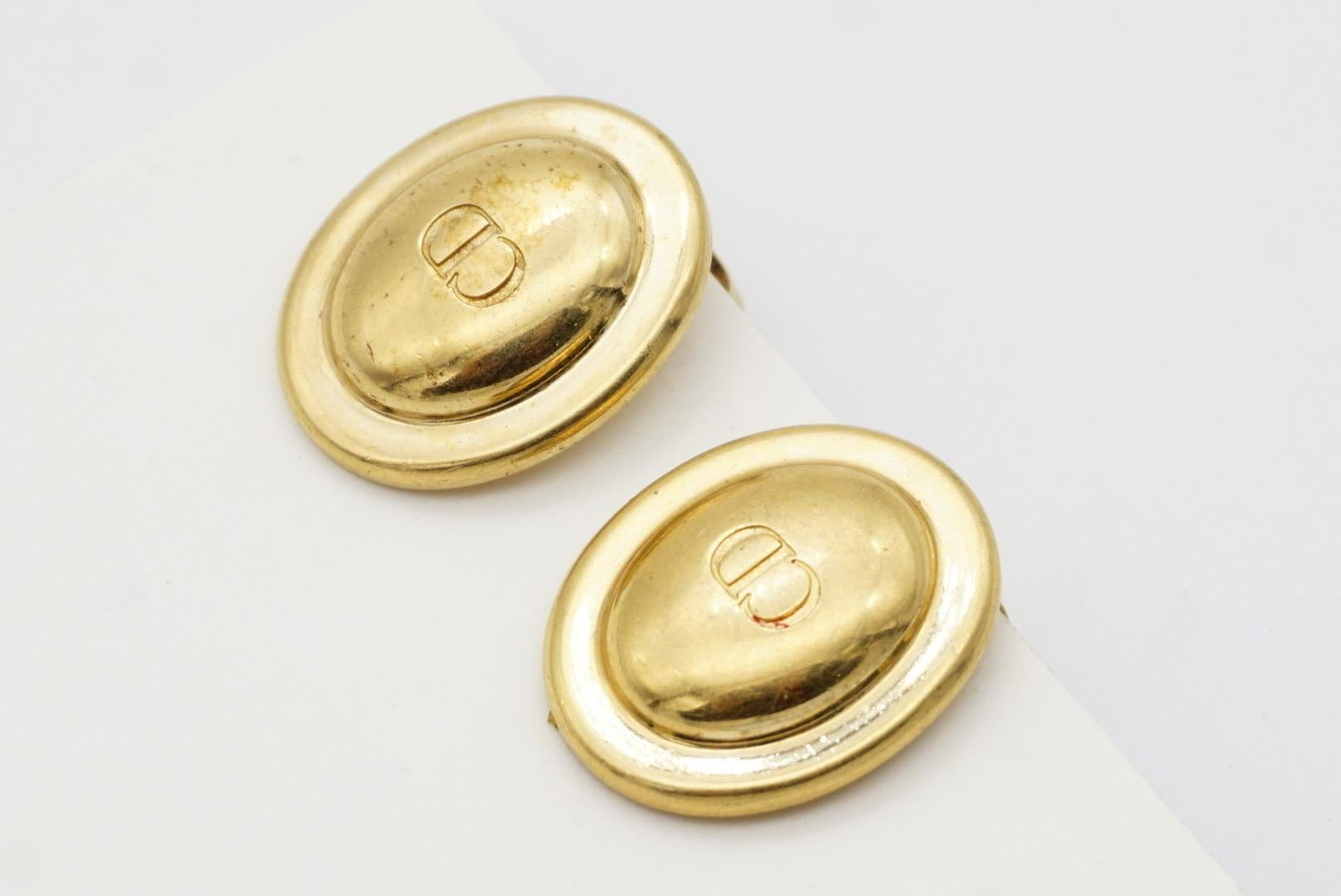 Christian Dior Vintage 1980s Classic Logo CD Monogram Oval Modernist Earrings 5
