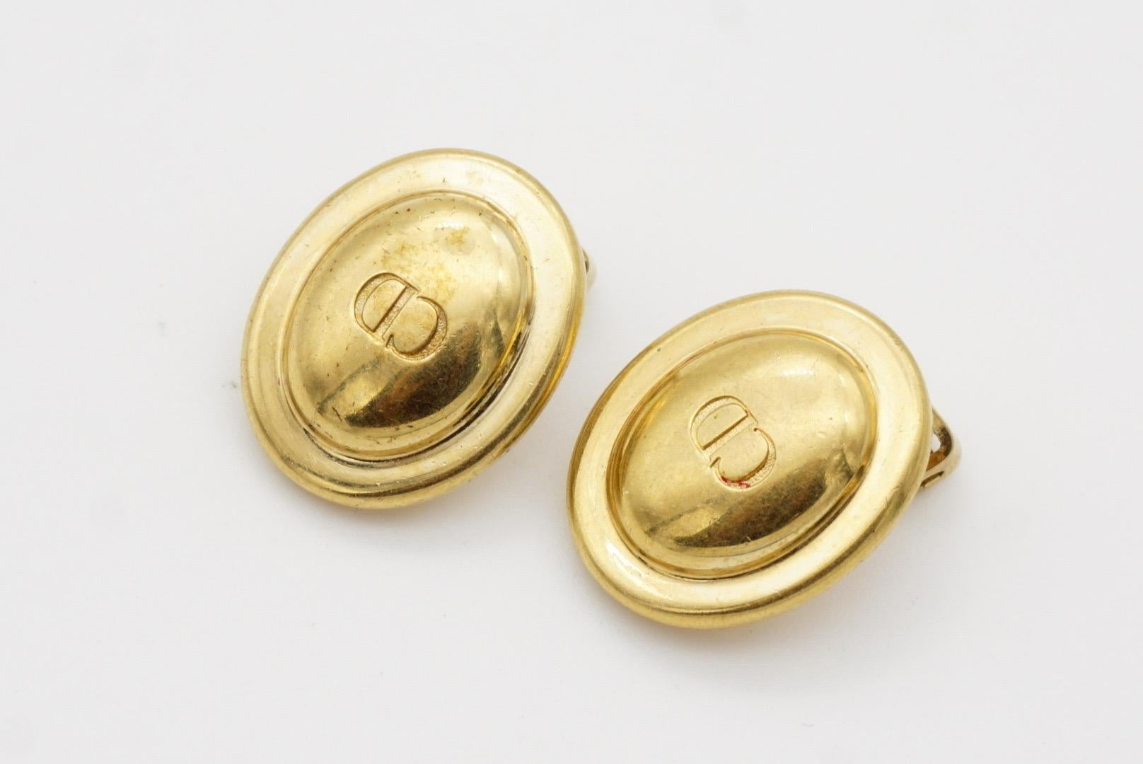 Christian Dior Vintage 1980s Classic Logo CD Monogram Oval Modernist Earrings 7