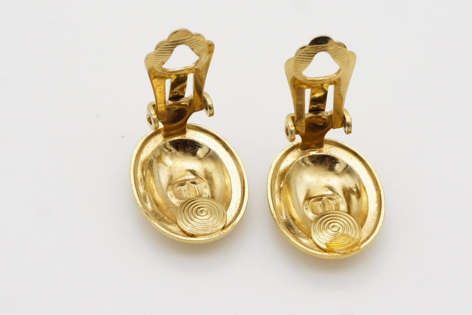 Christian Dior Vintage 1980s Classic Logo CD Monogram Oval Modernist Earrings 9
