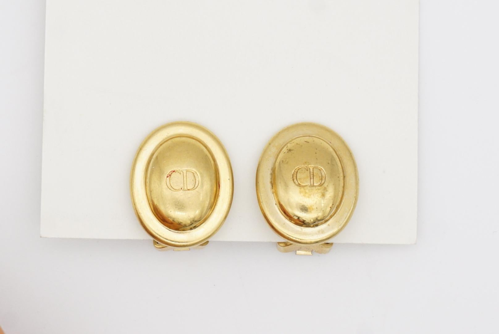 Christian Dior Vintage 1980s Classic Logo CD Monogram Oval Modernist Earrings 3